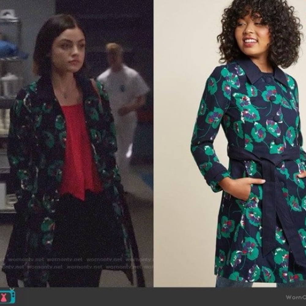 Modcloth Delightful Direction Floral Jacket Trench Coat